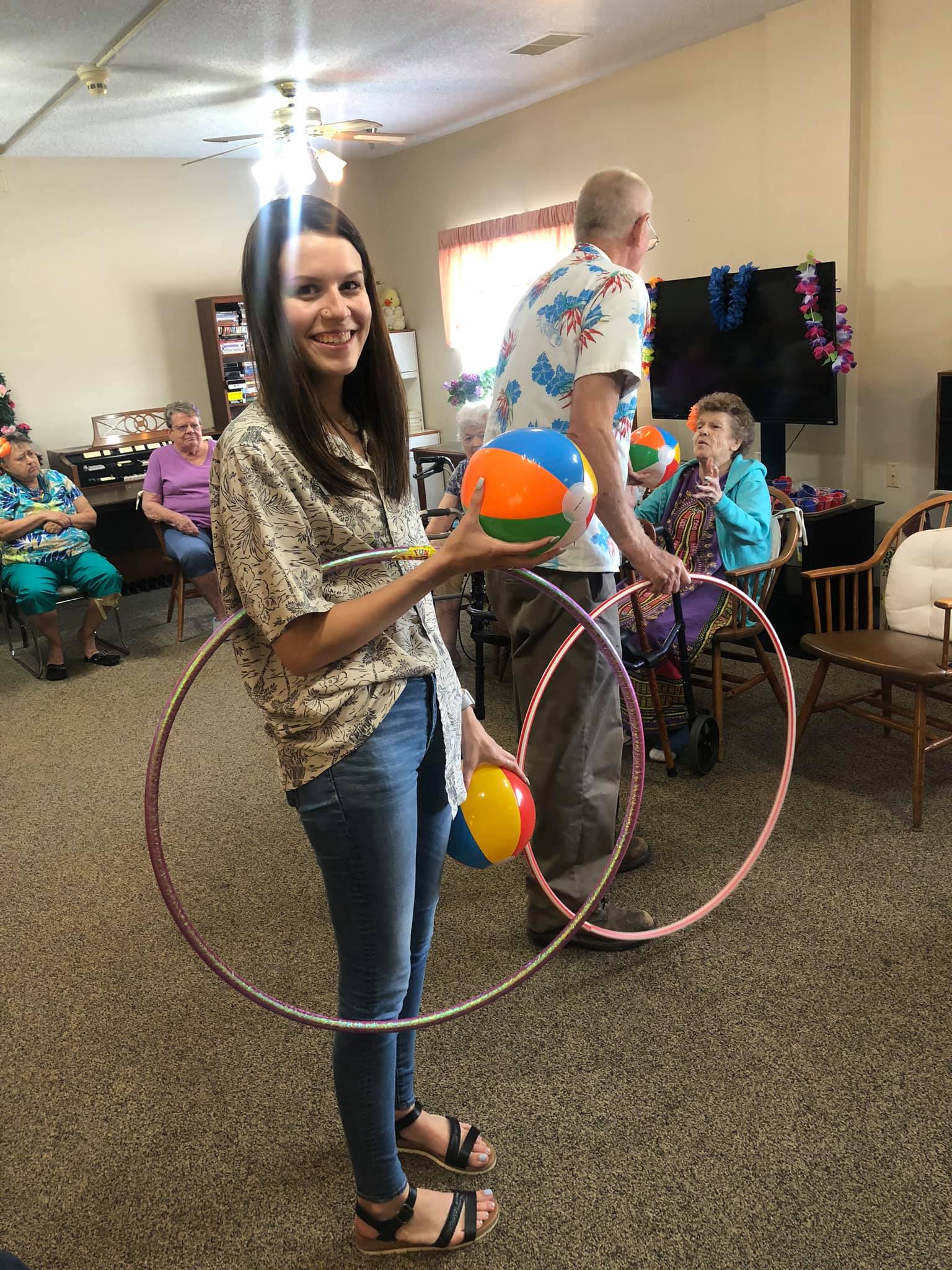 Image of staff doing activities with residents.